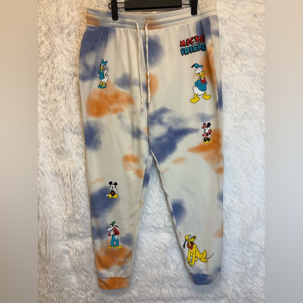 Disney Mickey & Friends Tie-Dye Jogger Sweatpants | Cozy | Lounge | Size XL 🧡🩵💙